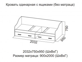 Кровать одинарная с ящиками (Без матраца 0,9*2,0) в Сысерти - sysert.магазин96.com | фото