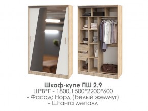 шкаф-купе ПШ-2.9 1500 Норд Белый жемчуг 1500 в Сысерти - sysert.магазин96.com | фото